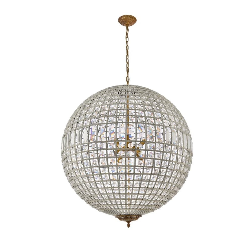 Vintage Luxe Brass Crystal Orb Chandelier G95