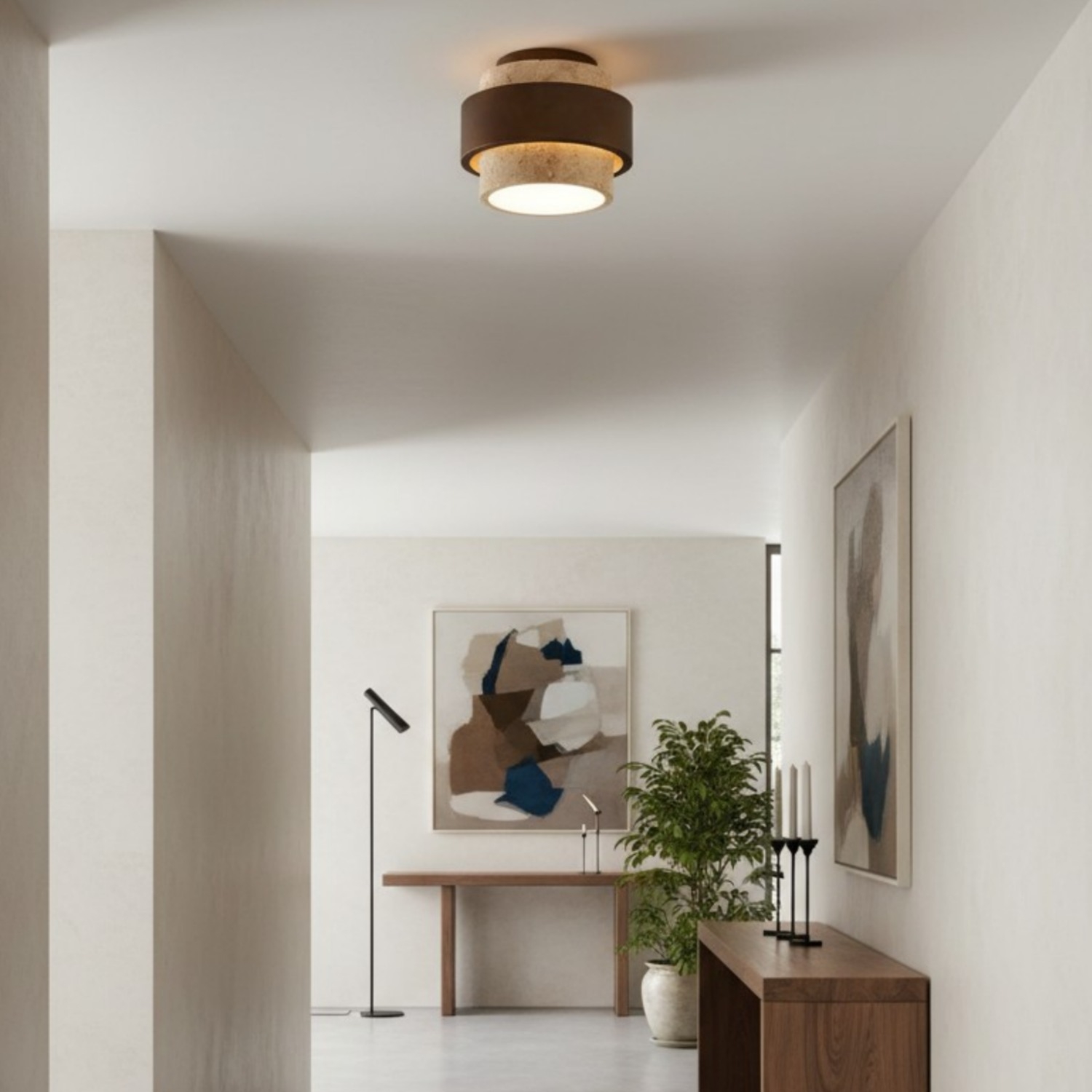 Natural Stone Texture Ceiling Light - Wabi Sabi Style Fixture T1103