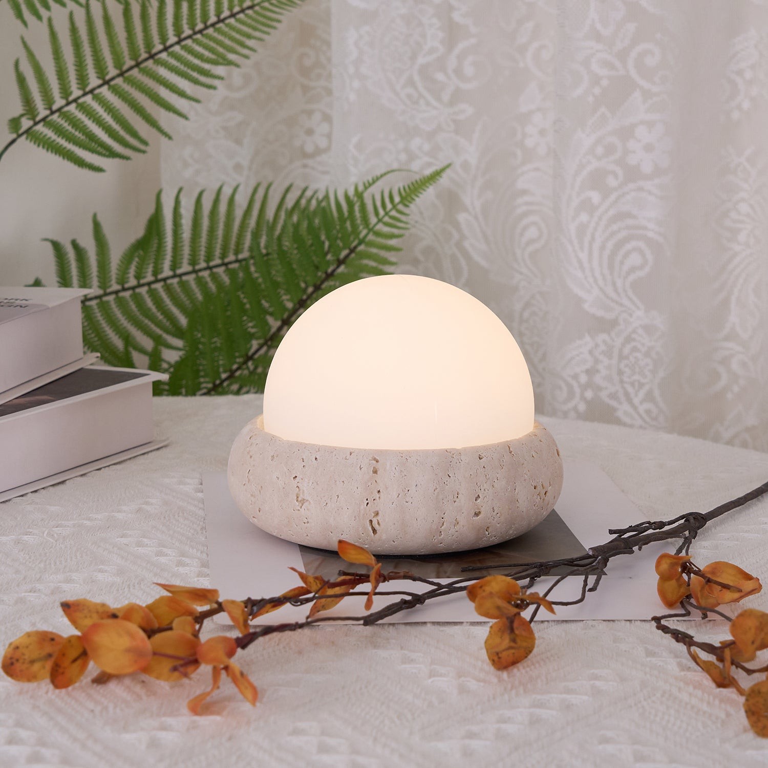Modern Travertine Cute Mini Orb Table Lamp G40