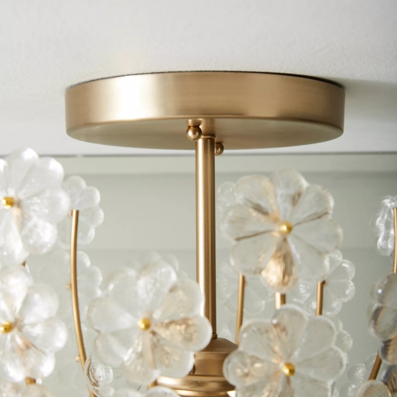 Petala Artistic Metal Semi Flush Ceiling Lamp - Statement Glass Fixture for Home Interiors T712