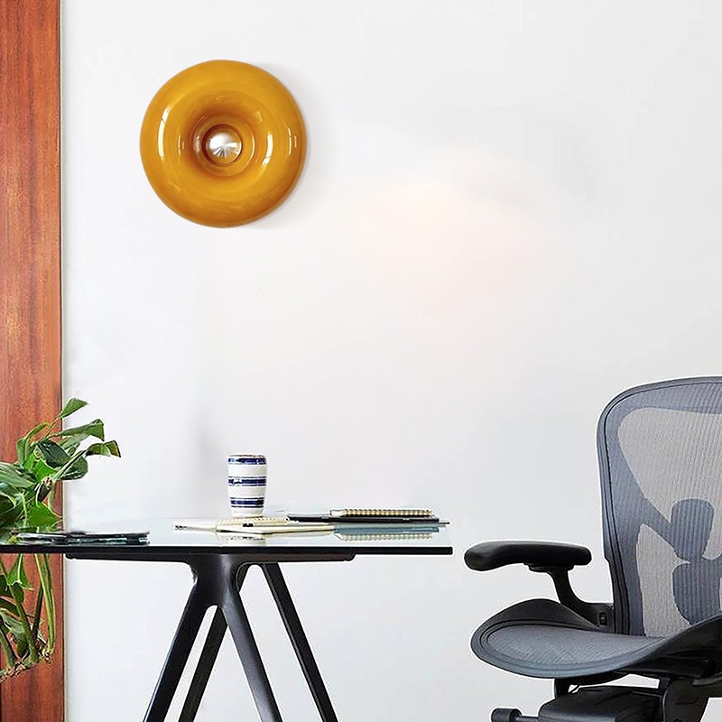 Glass Donut Table Wall Lamp - Bauhaus Style Accent Light Fixture S77