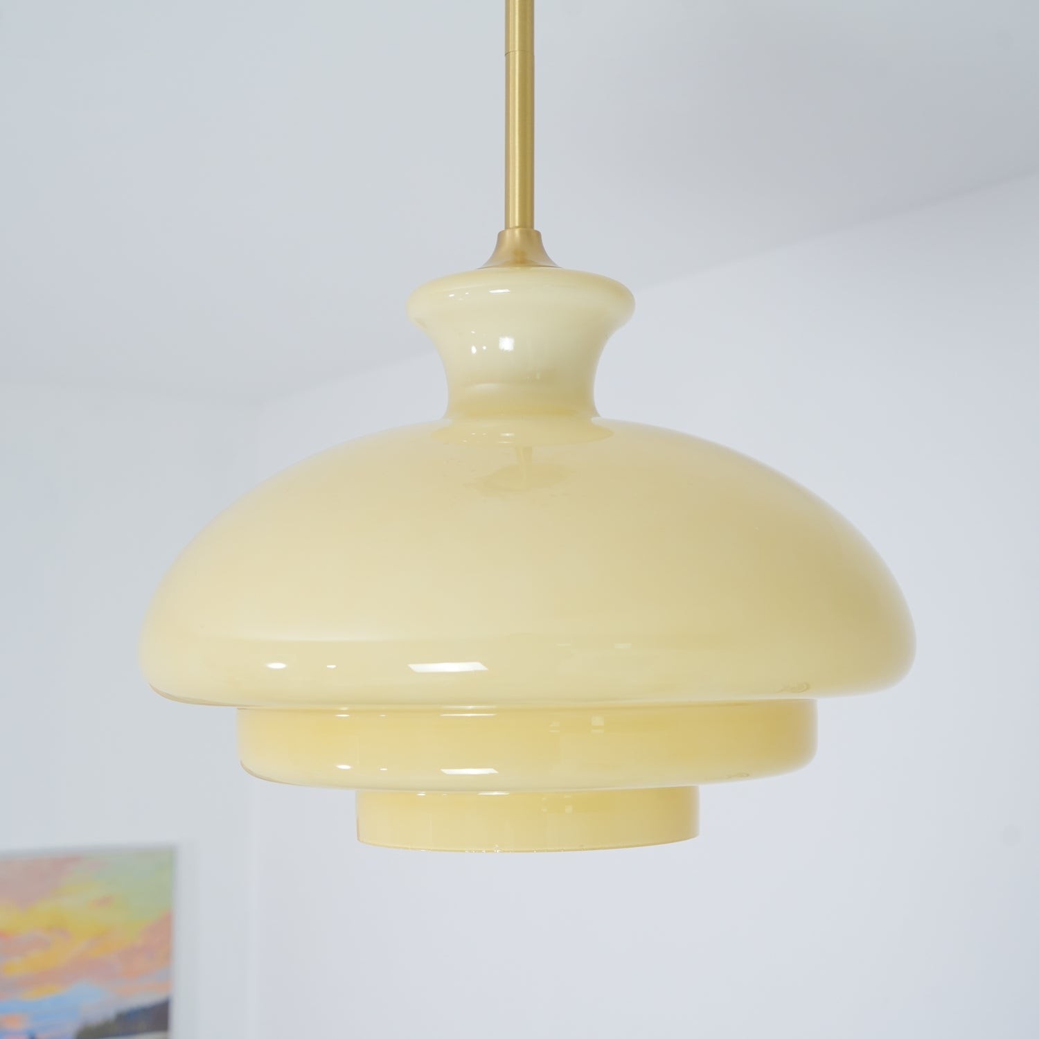 Round Yellow Stylish Simple Glass Pendant Lamp M520
