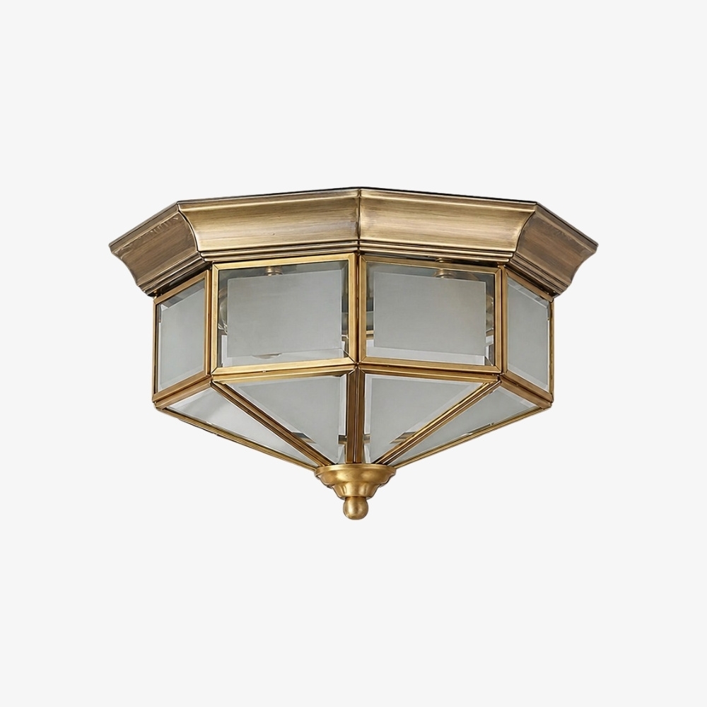 Braleen Antique Lantern Style Flush Ceiling Light - Clear Glass Design for Living and Bedroom T1011