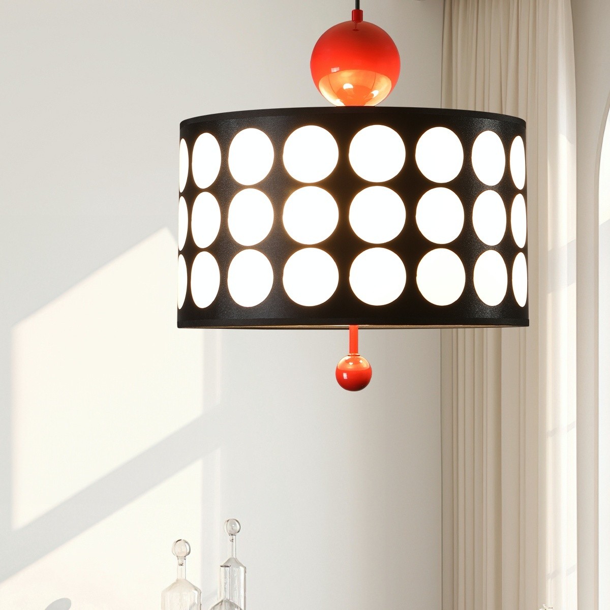 Polka Dot Lattice Pendant Lamp - French Vintage Light for Dining M165