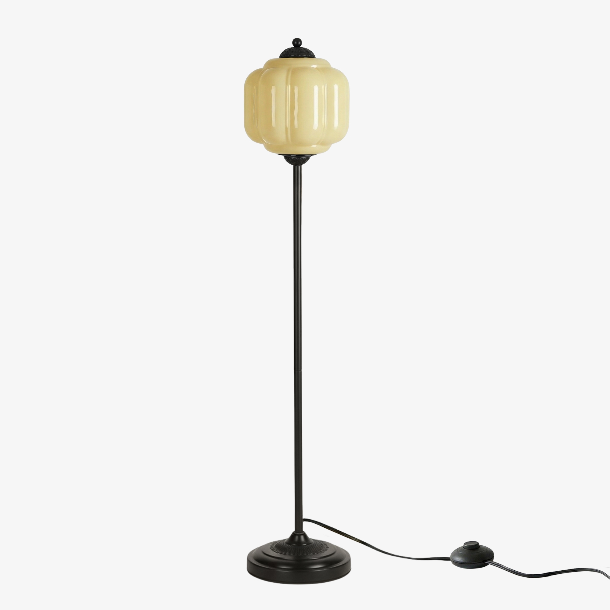 Eloise Pumpkin Glass Floor Lamp - Retro Lighting for Living Room T1169
