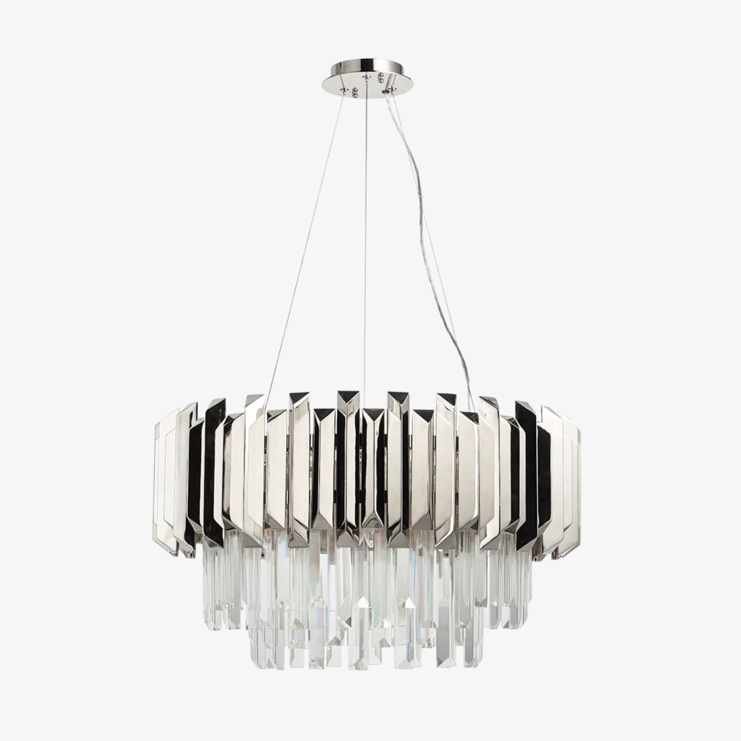 Virelia Contemporary Crystal Pendant Light - Layered Crystal Shade Ceiling Fixture for Dining or Living Room T836
