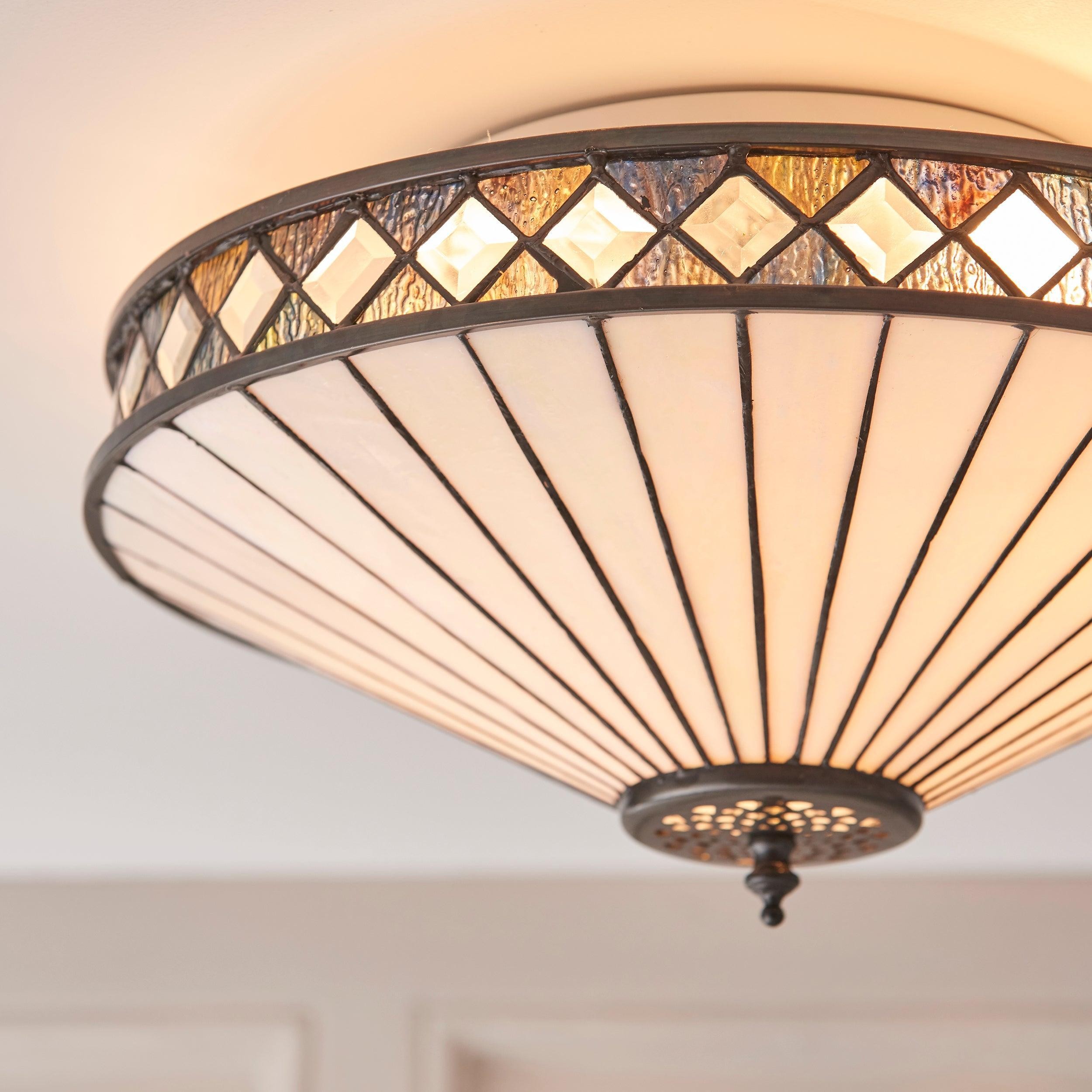 Fargo Tiffany Artistic Crystal Accents Ceiling Lamp for Living Room T466