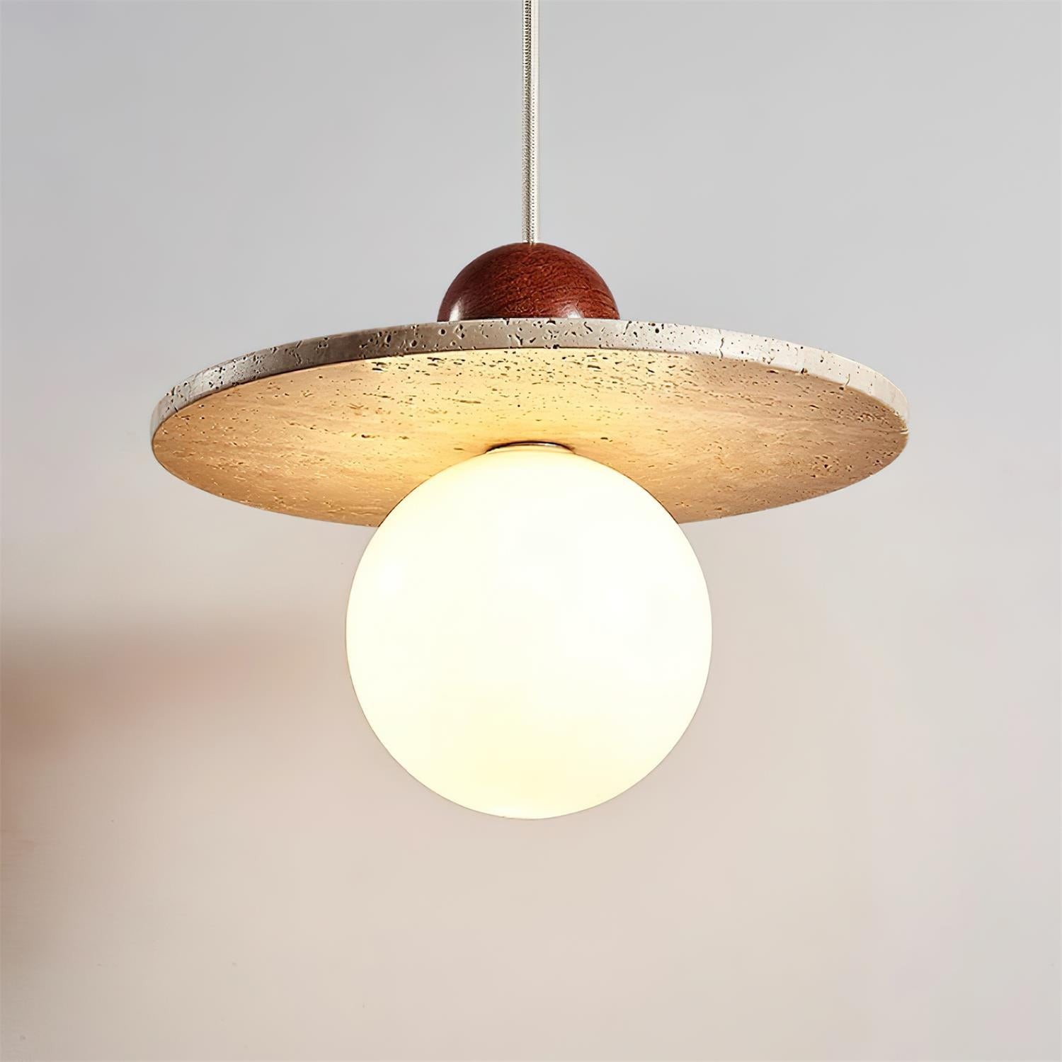 Retro Decor Cave Stone Disc Pendant Light G47
