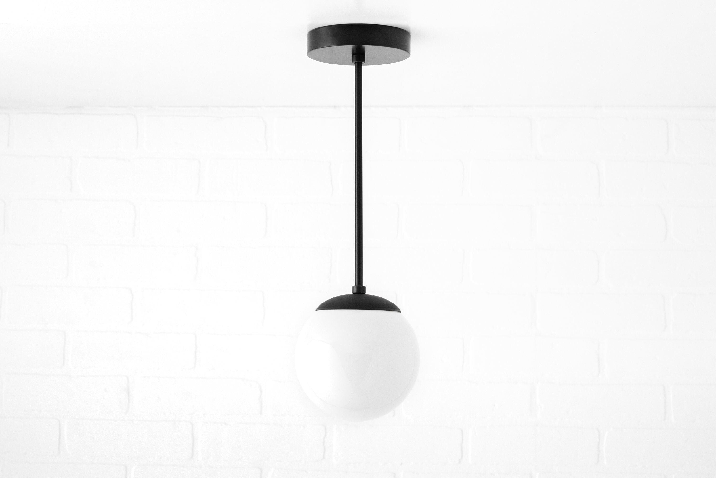 Glorica Glass White Globe Pendant Light - Mid Century Modern Glass Hanging Fixture T310