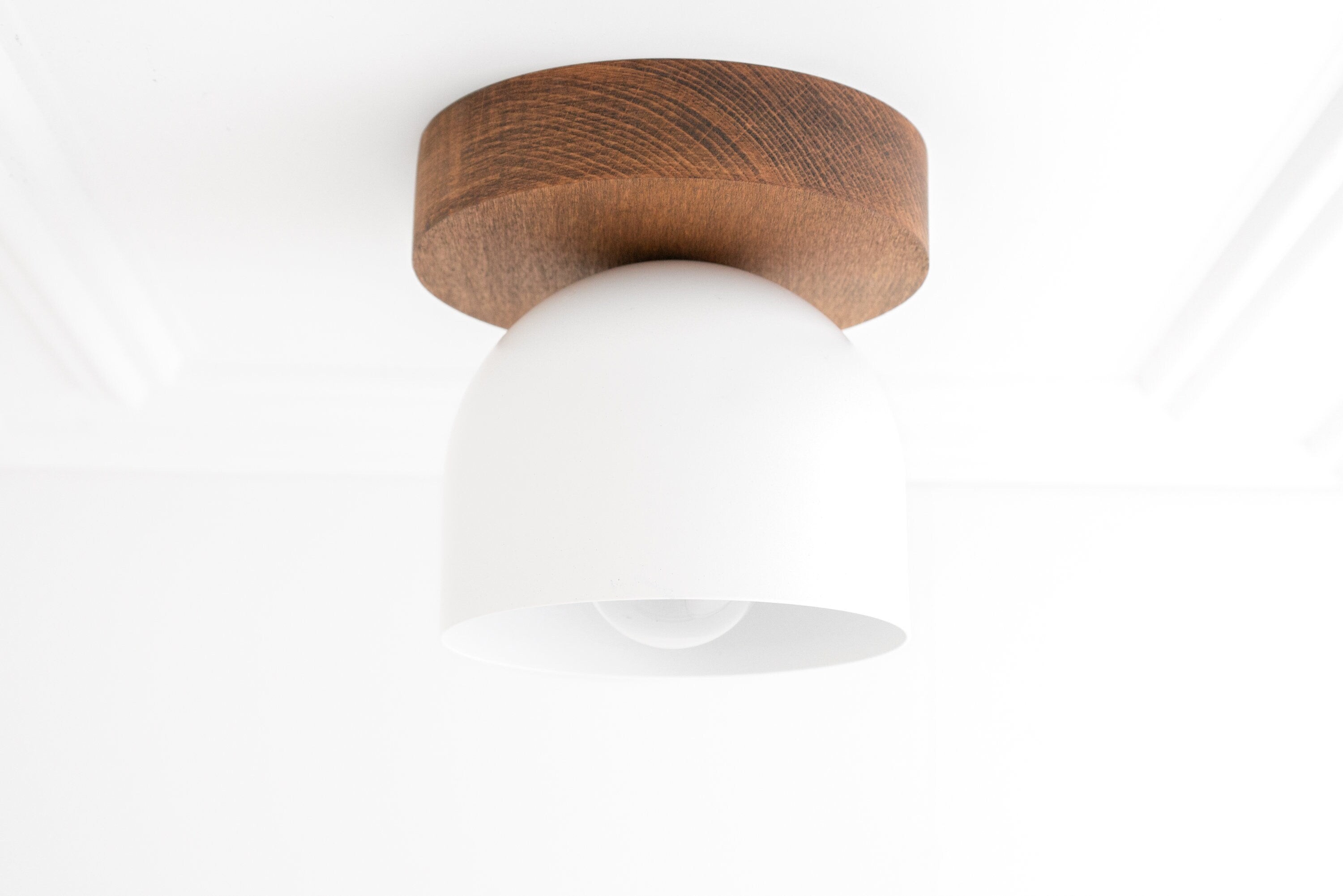 Metio Dome Modern Rustic Ceiling Light - Wooden and Metal Fusion T372