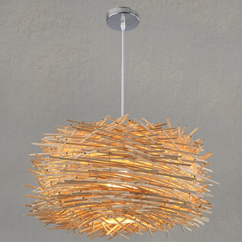 Simple Bird's Nest Creative Rattan Pendant Light
