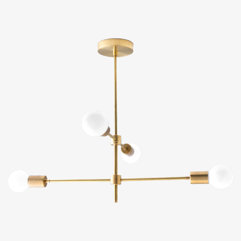 Mobilux Line Black and Brass Chandelier - Contemporary Globe Ceiling Hanging Light T337
