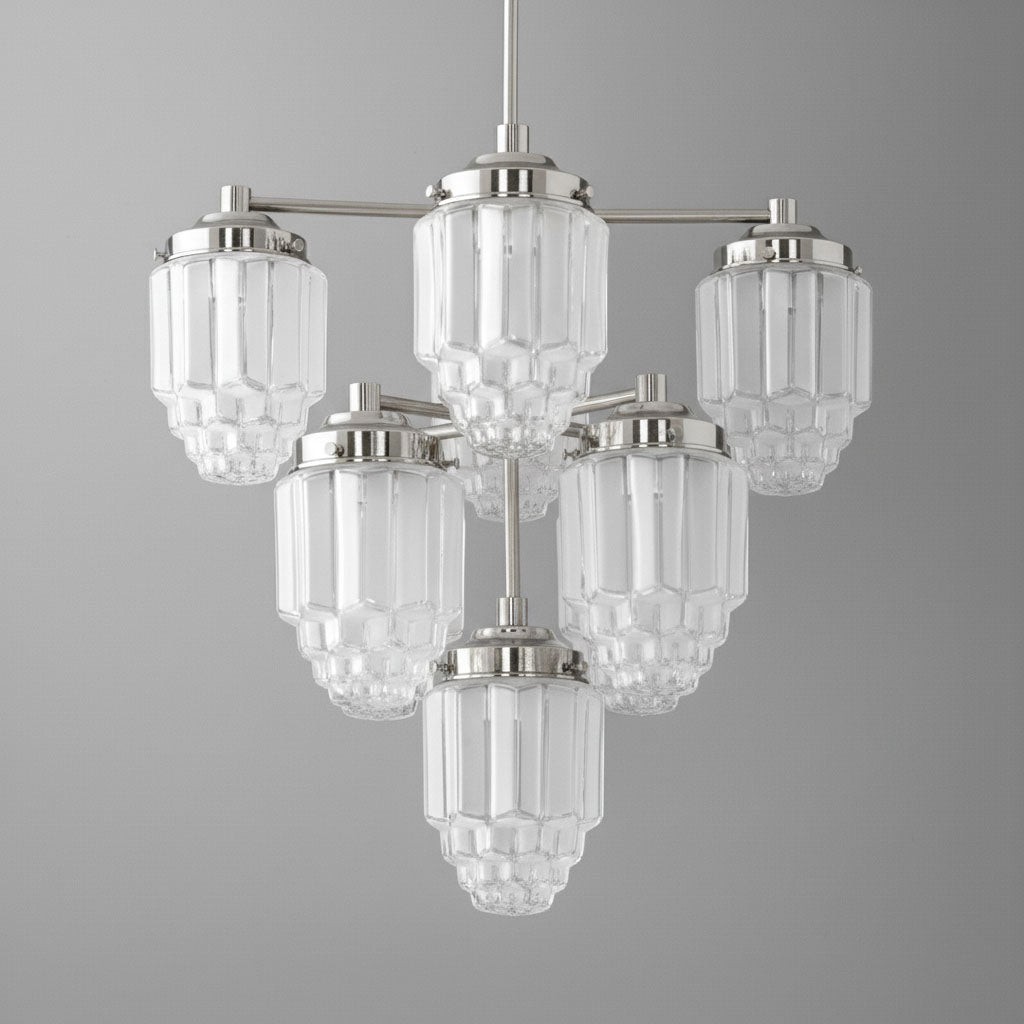 Tierlux Glass Textured Brass Chandelier – Timeless Lighting with Style T375