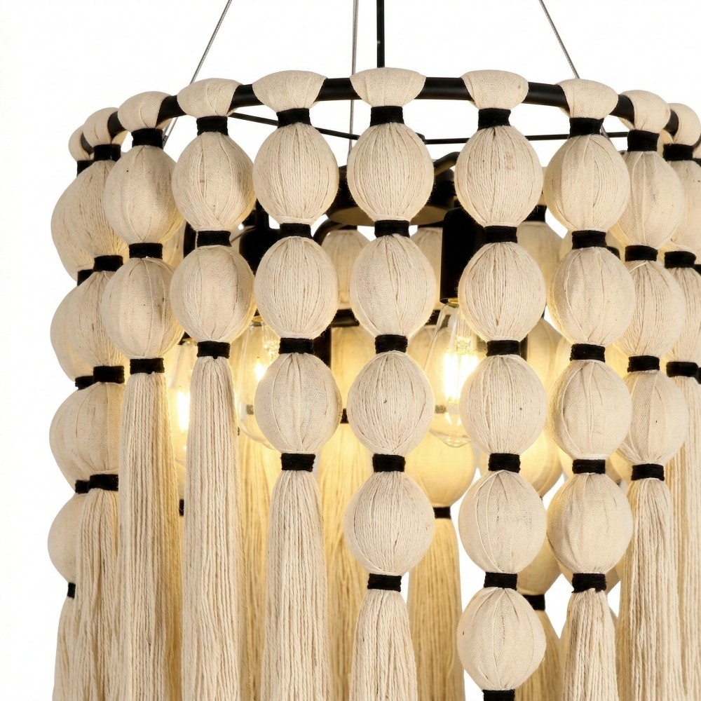 Modulune Modern Elegant Handmade Chandelier with White Cotton Fringe for Living Room T1139