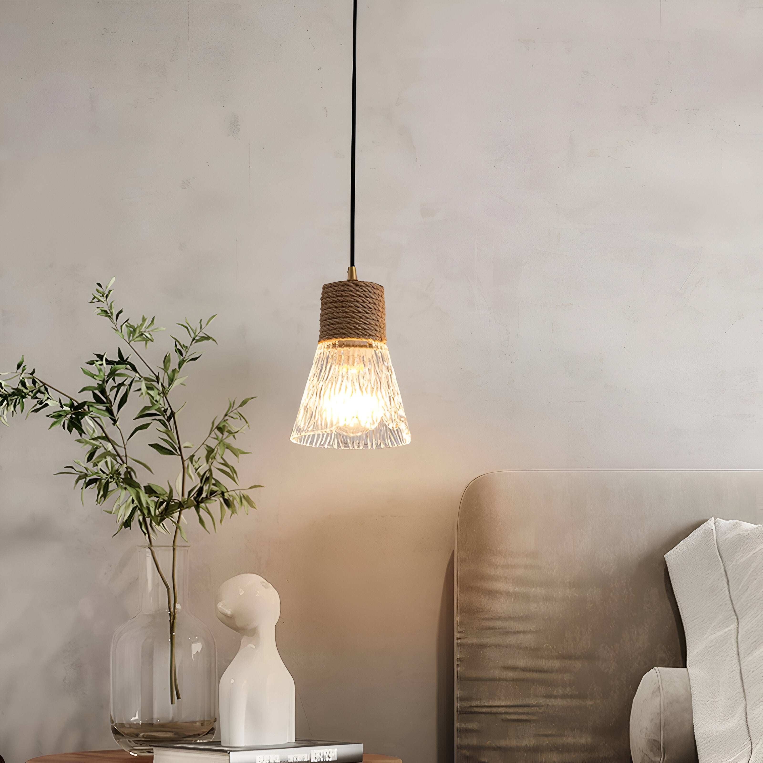 Nordic Hemp Rope Glass Pendant Light T2162