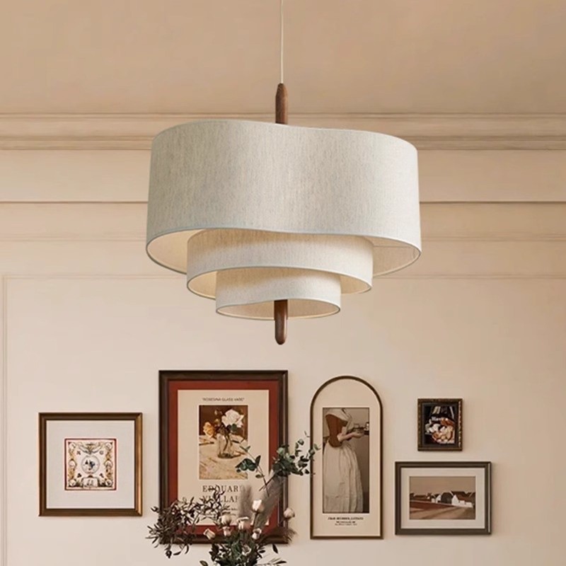 Lustrous Fabric Pendant - Nordic Retro Ceiling Light for Living Room M46