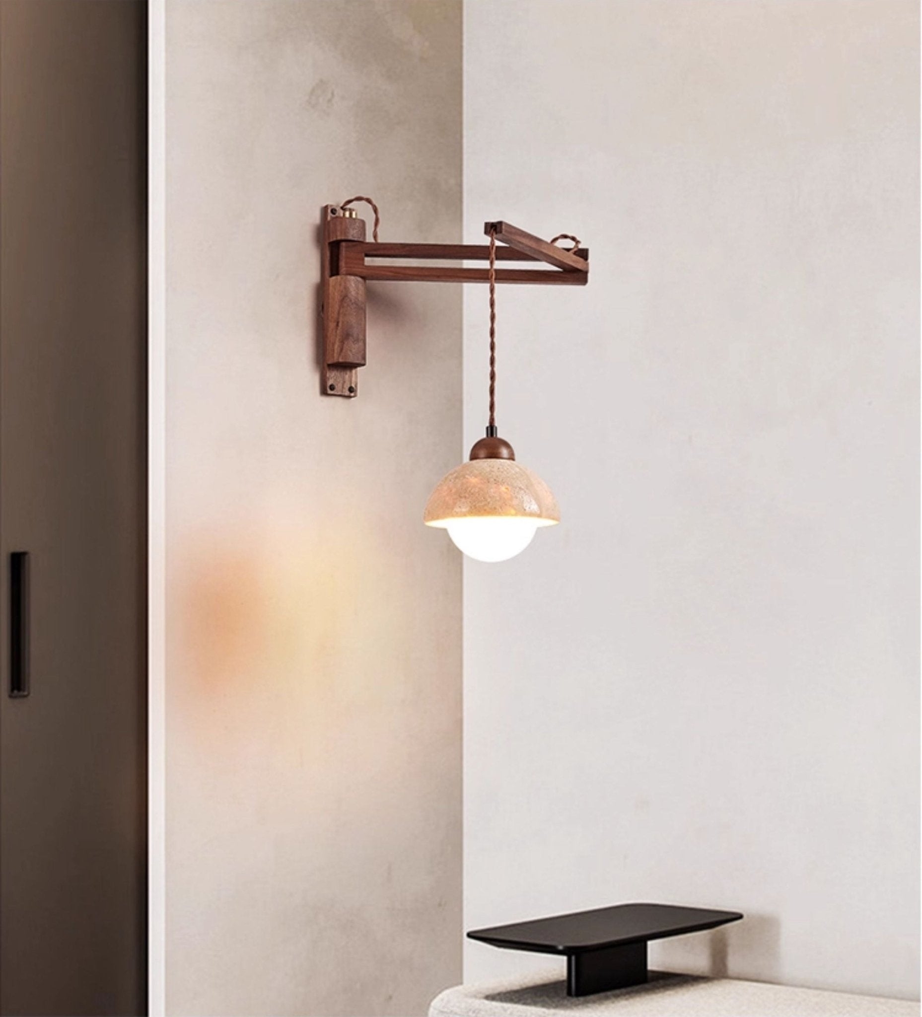 Adjustable Travertine Dome Wall Sconce T1606