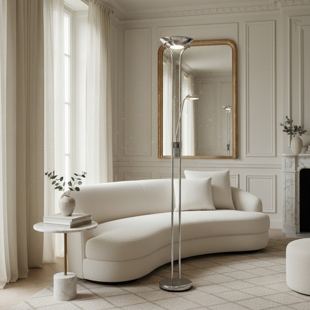 Linexis Art Deco Metal & Opal Glass Floor Lamp - Dual-Light Design for Modern Interiors T942