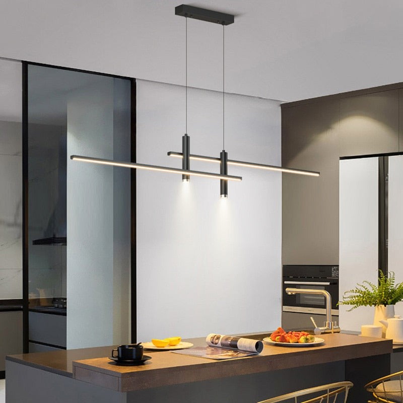 Modern Minimalist Sleek Metal Rod Chandelier M34