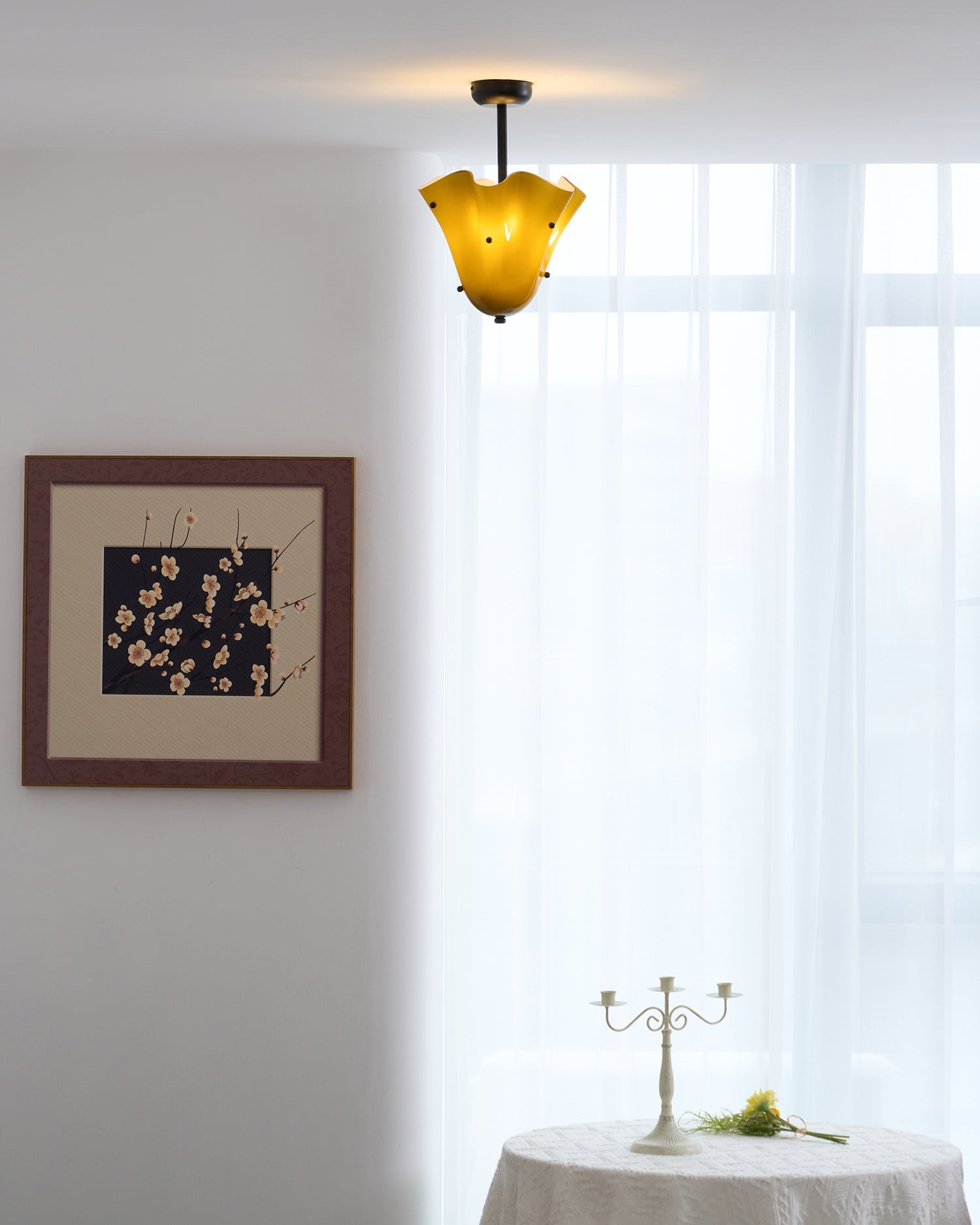 Bellina Petal Fold Glass Ceiling Light - Artistic Fixture for Bedroom T282
