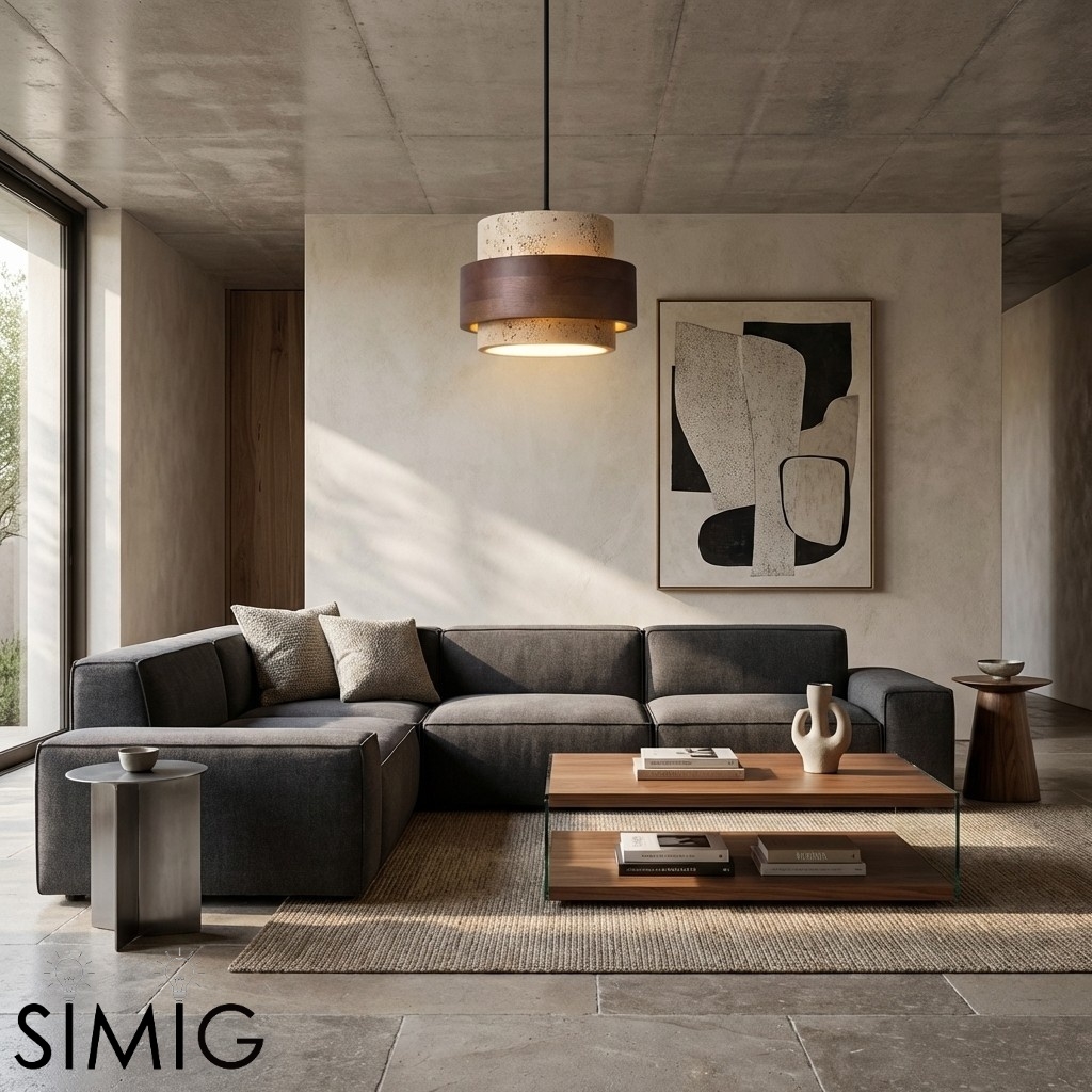 Travertine Drum Minimal Pendant - Kitchen Island Light M169