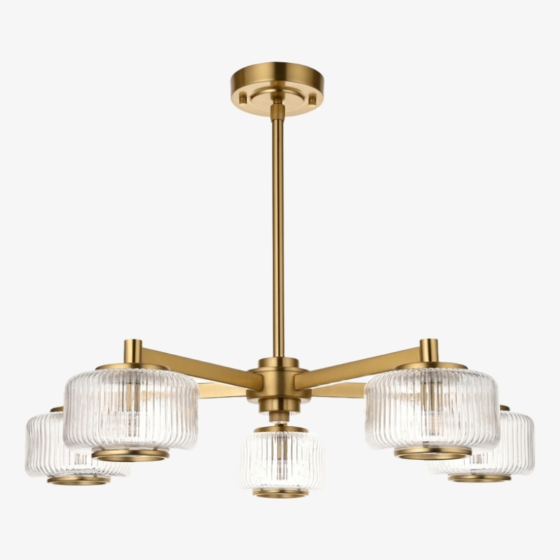 Canovus Ceiling Fixture with Ribbed Glass - Industrial Metal Living Room Light T1027