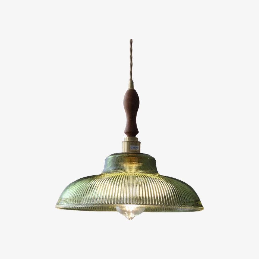 Ribilux Ribbed Pendant Light - Vintage Glass and Metal for Kitchen and Dining Room T1120