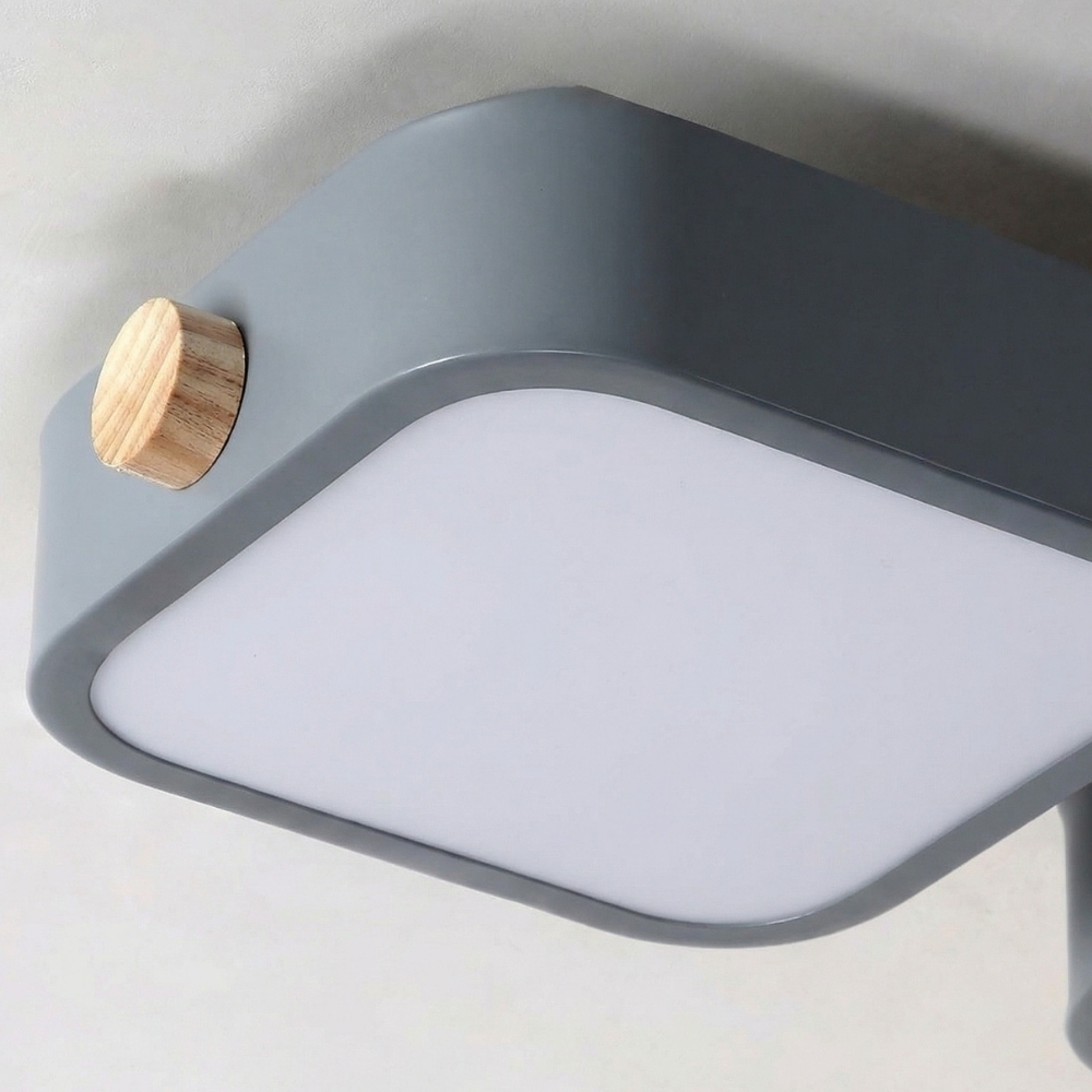 Modern LED Ceiling Lamp - Square Wood Block Design for Kitchen or Living Room S383