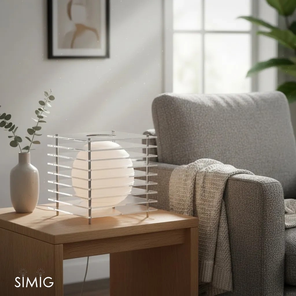 Geometric Moon Cube Lamp – Atmospheric luminous sphere S252