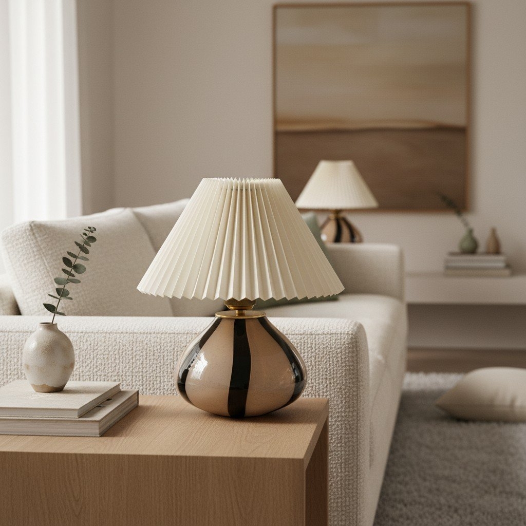 Undara Decorative Table Lamp – Fabric Shade Glass Base for Home T591