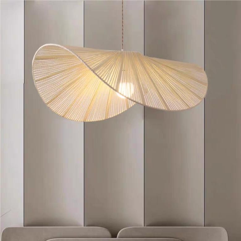 Wabi-Sabi Style Straw Hat Pendant Light For Living Room