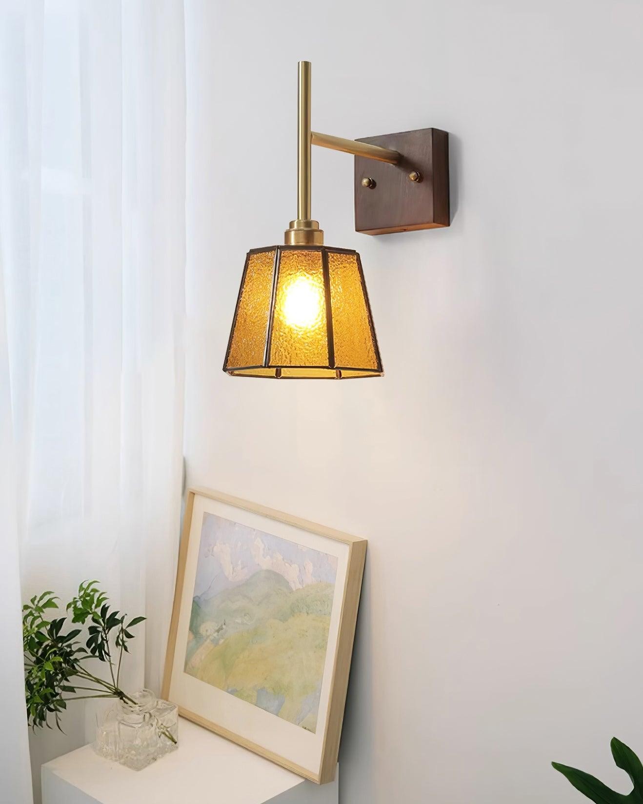 Vintage Brass Walnut Wall Lamp M207