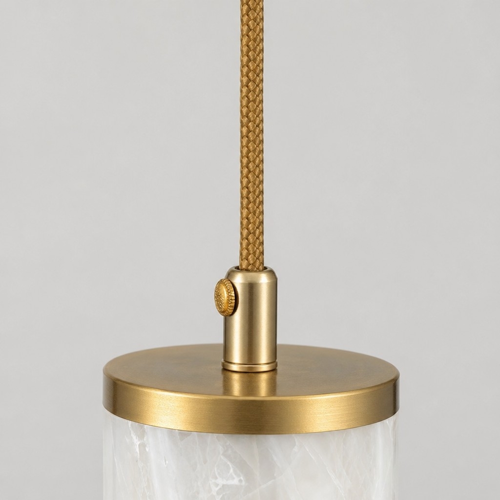 Nacrelith Capiz Shell Cylinder Brass Pendant Light - Nordic Bedroom Lighting T2217