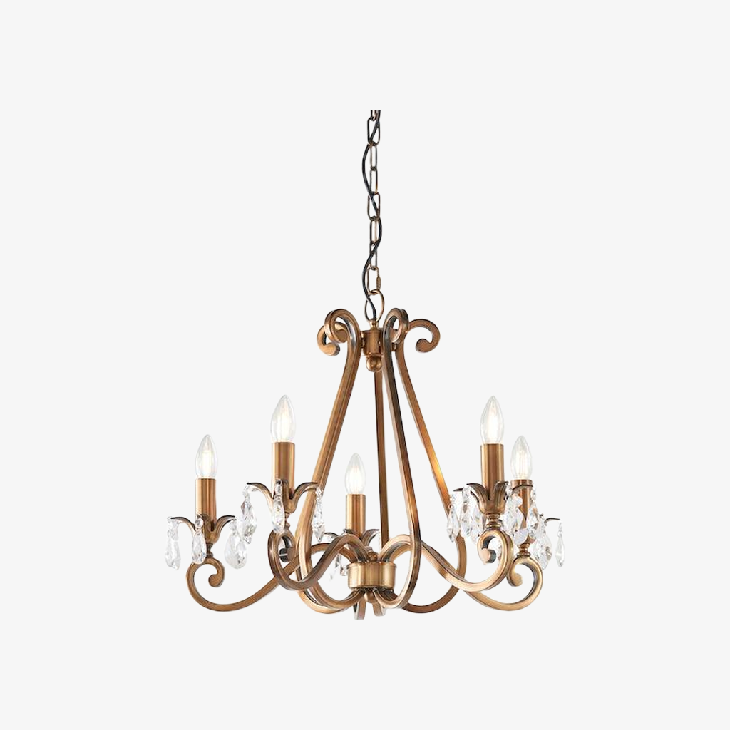 Talonis Crystal Chandelier - Traditional Candle-Style Brass and Nickel for Living Room and Dining Room T962
