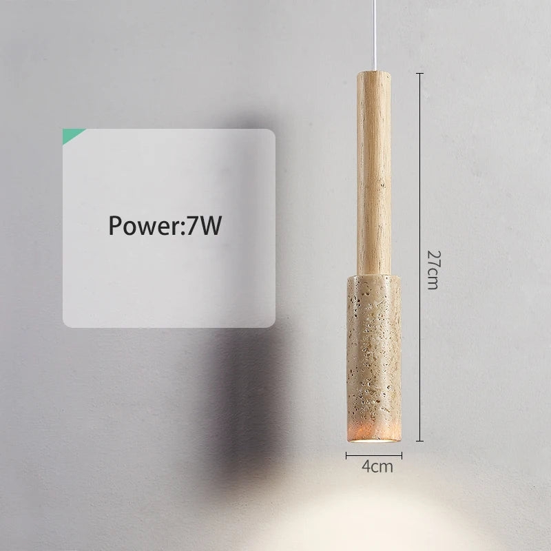 Cream Travertine Long Tube Pendant Light T2156
