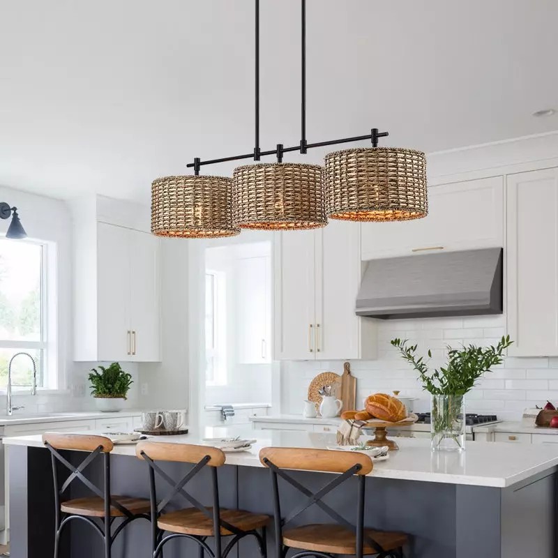 Raphael 3 Light Dimmable Drum Rattan Pendant Lamp S106