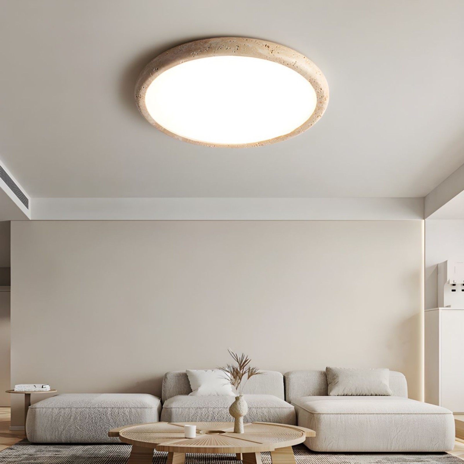 Travertine Disc Flush Mount Ceiling Light - Minimalist Design  Lighting S289
