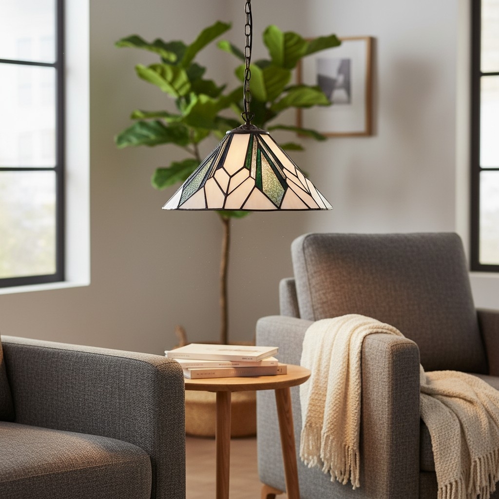 TF Astoria Tiffany Ceiling Pendant - Dimpled Geometric Glass Design for Living Room T1035