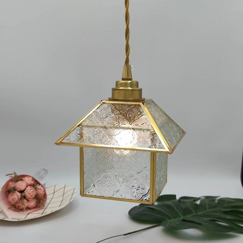 Japanese Vintage Begonia Glass Pendant Light