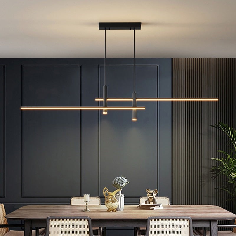 Modern Minimalist Sleek Metal Rod Chandelier M34