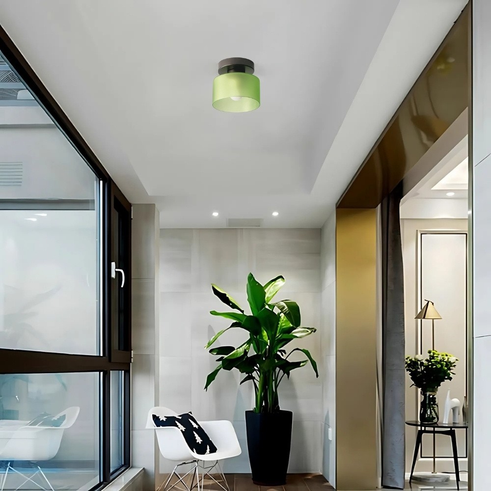 Morandi Cylinder Glass Ceiling Light – Colorful Touch For Hallway Spaces S216