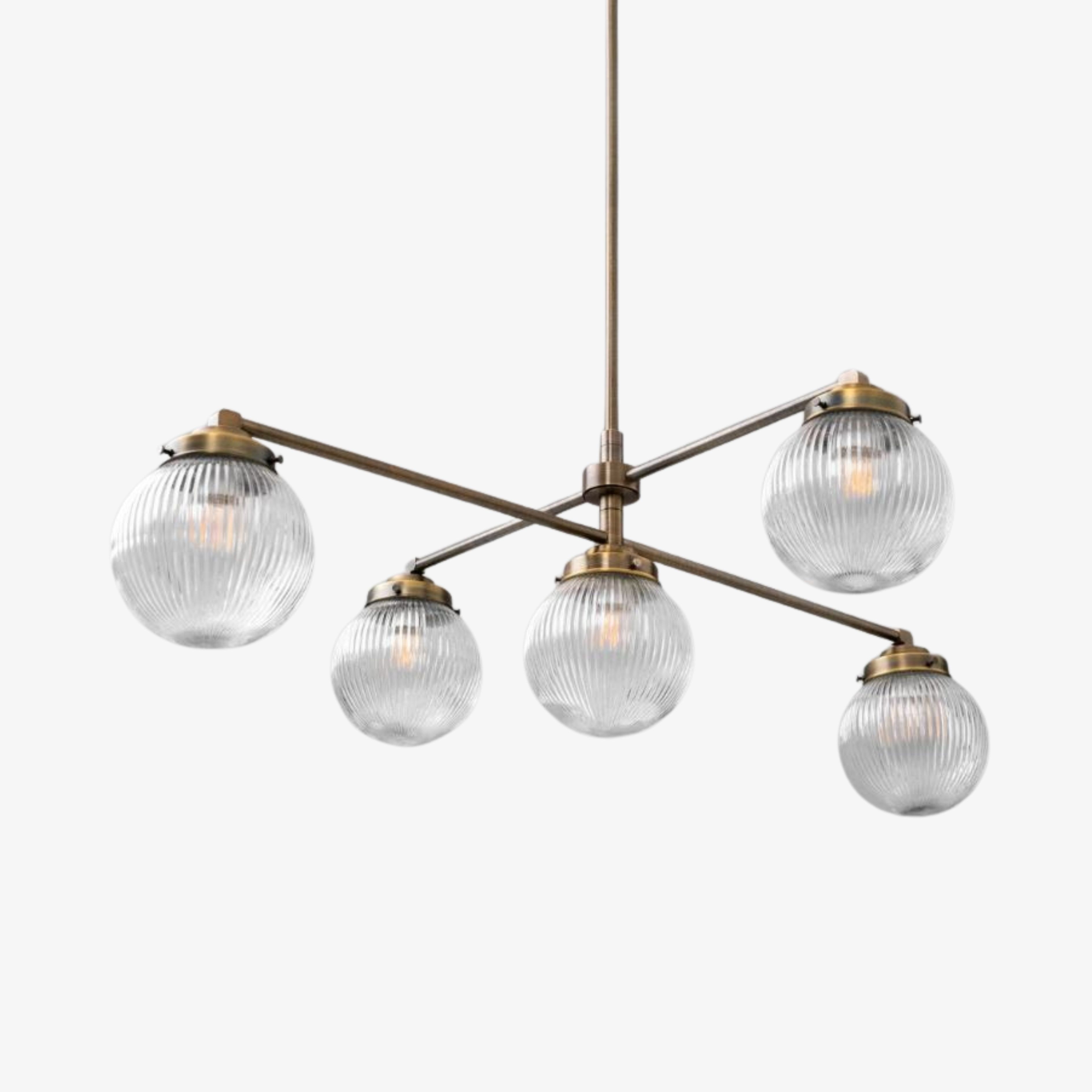 Glorica Glass Frosted Glass Globe Chandelier - Brass Modern Lighting for Living Room T379