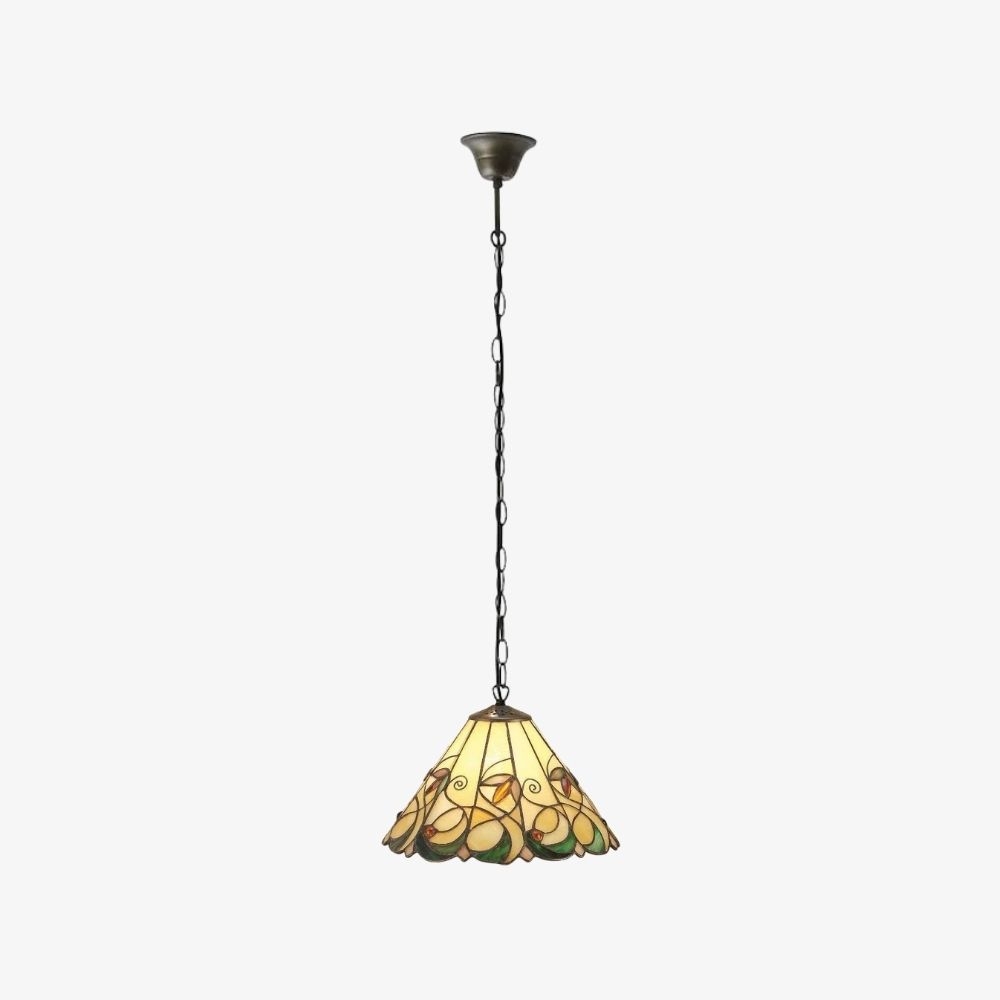 TF Jamelia Vintage Floral Stained Glass Dome Pendant Light for Dining Rooms T1052