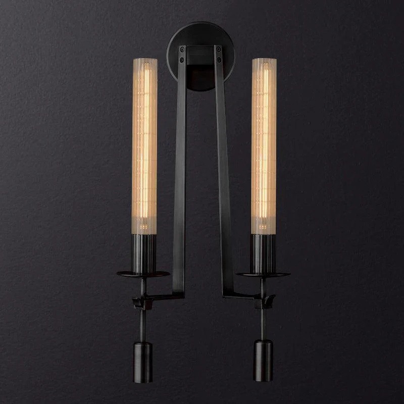 Ribbed Glass Wall Lamp with Slim Metal Base – Classic Meets Modern S229