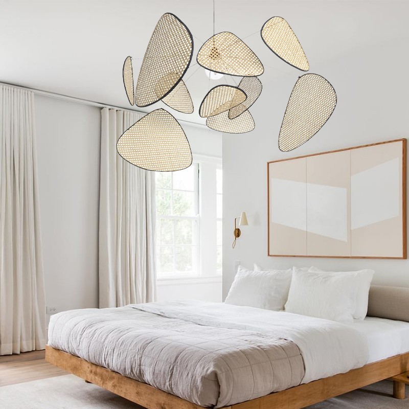 Screen Cannage Pendant Light - Woven Rattan Design for Living Room