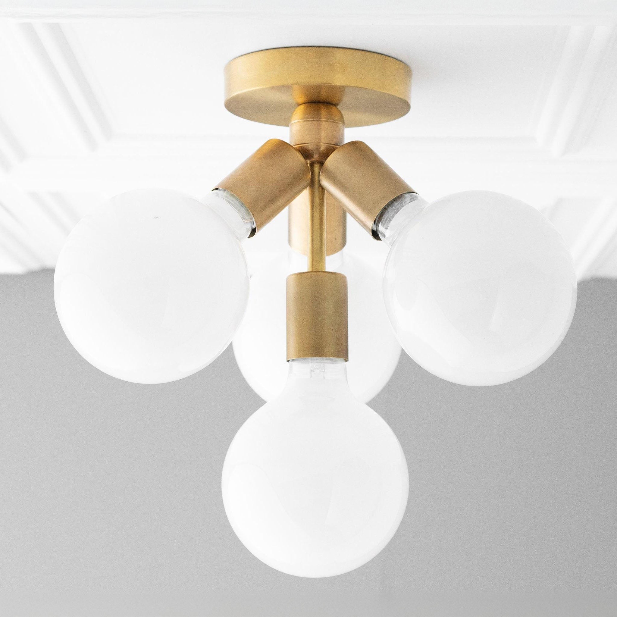 Glorica Glass Flush Mount Light - Globe Ceiling Fixture Modern T386