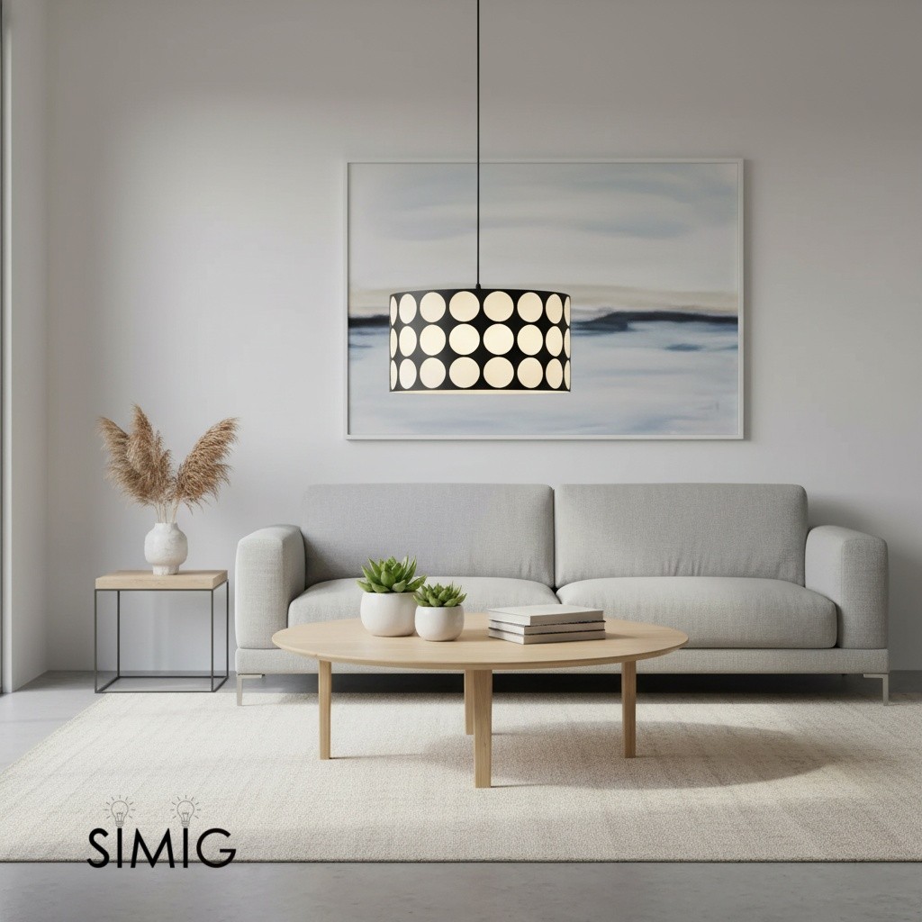 Fabric Drum Polka Dots Pendant Lamp S365