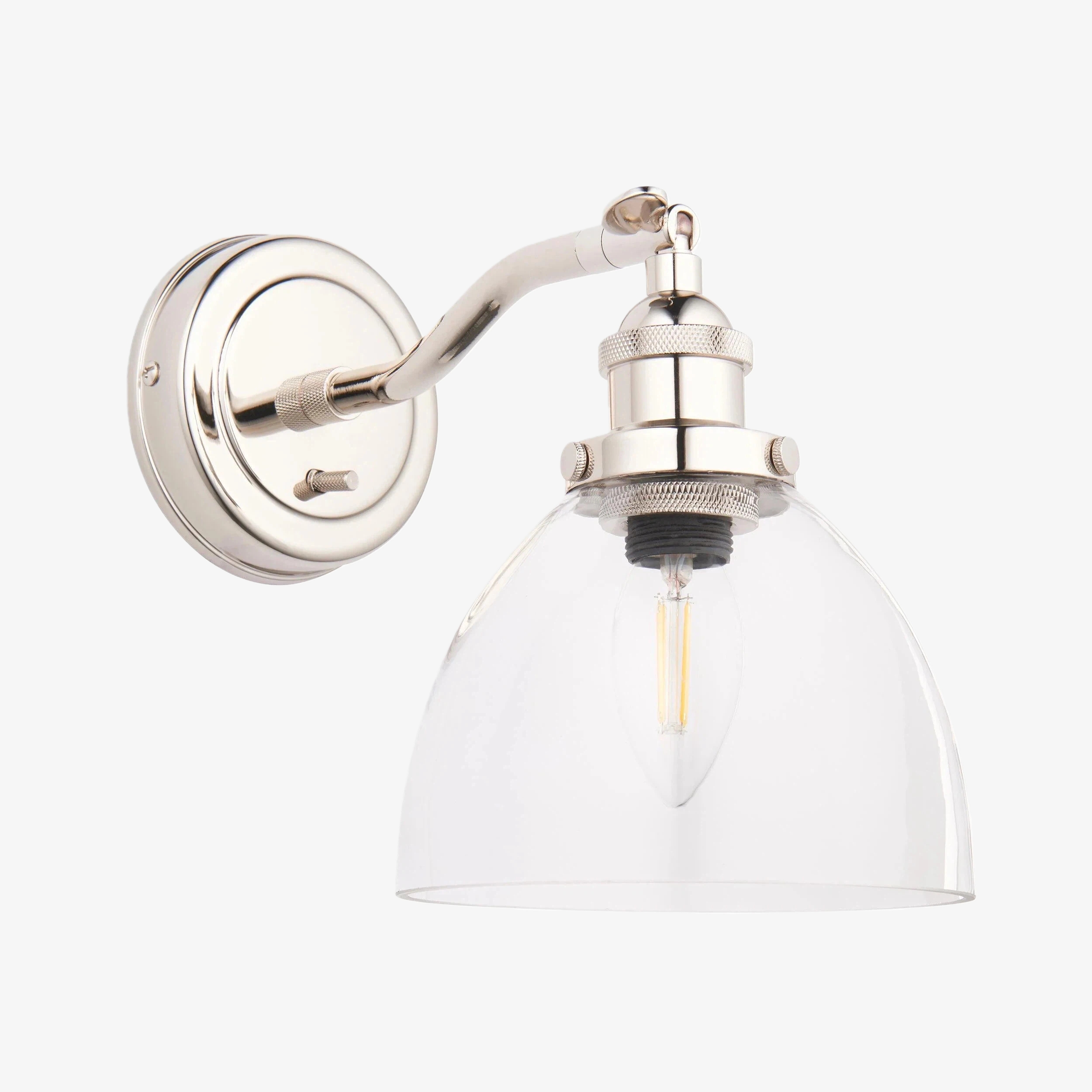 Novera Wall Light Collection - Glass Shade Finishes in Brass Silver Nickel Copper – Residential and Boutique Hospitality T838