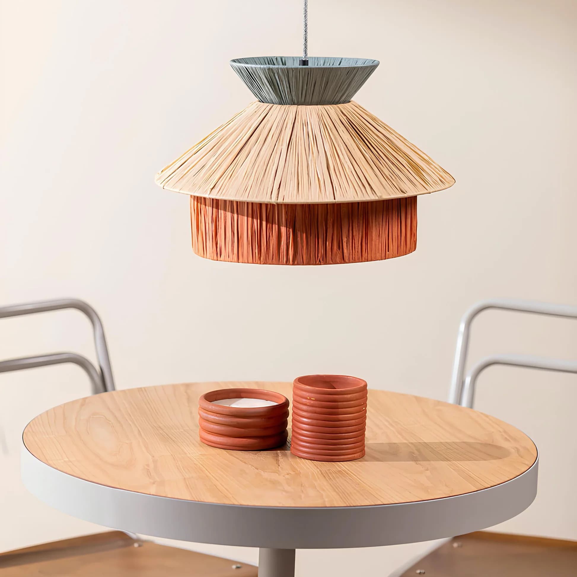 Handwoven Raffia Pendant Light – Boho Chic Natural Lighting S239