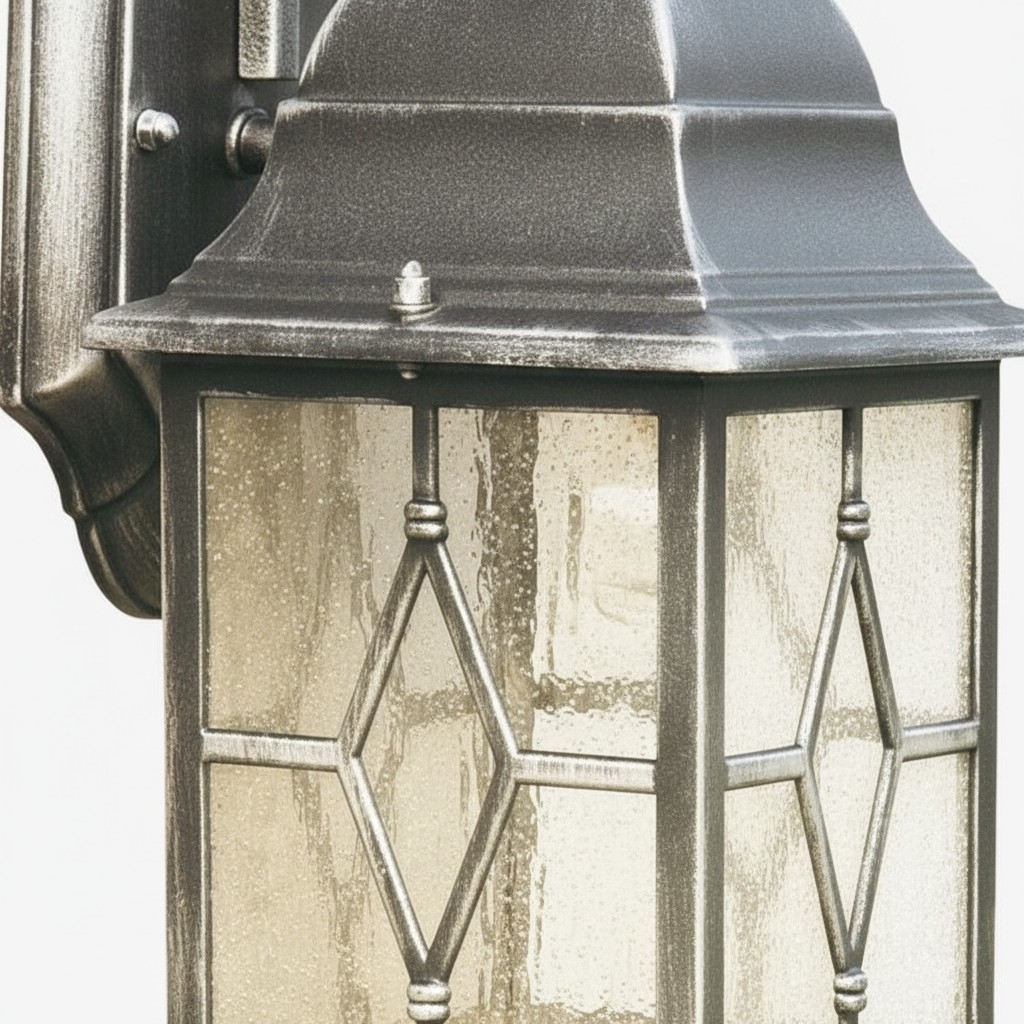Frostine Traditional Outdoor Wall Light - Leaded Water Glass Lantern for Porch and Patio Lighting T973